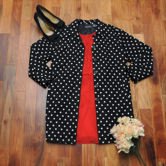 black and white polka dot jacket